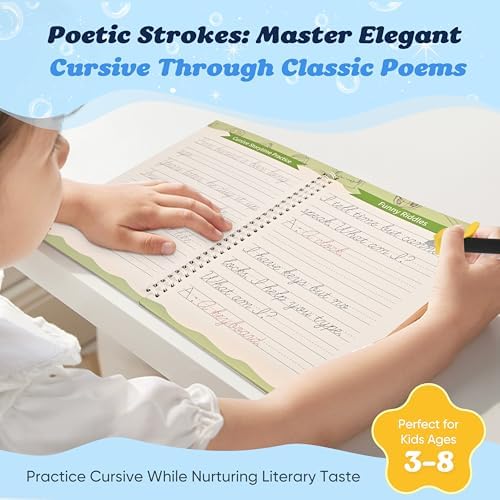 Grooved Cursive Handwriting Workbook for Beginners Kids Ages 8-12 | Cursive Writing Practice Book | Magic Ink Cursive Books with Riddles, Stories & Quotes | Handwriting Without Tears Cursive - Image 5