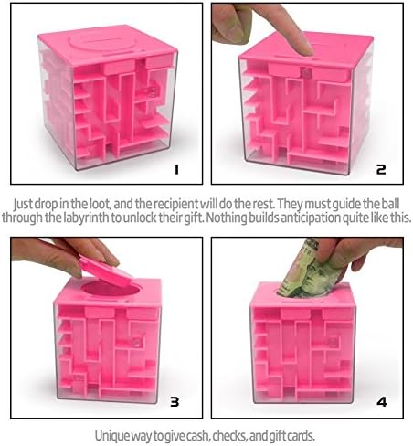Trekbest Money Maze Puzzle Box - A Fun Unique Way to Give Gifts for Kids and Adults (Pink) - Image 3