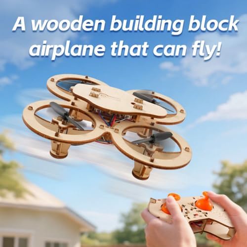 DIY Wooden Drone Assembly Kit, Wooden Drone Building Kit, Remote Control Mini Quadcopters, DIY Assembly Drones with 4-Axis Flight, Creative Building Model for Kids and Adults (1 PCS) - Image 2