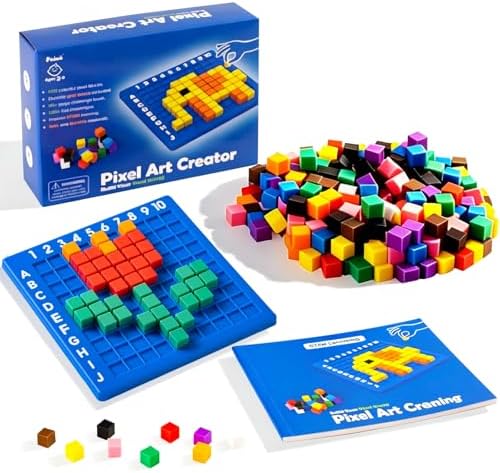 EXBEPE Pixel Art Kit Creator Puzzle Building Blocks,400 Plastic Cubes with 120+ Puzzles,STEM Educational Toy for Kids,Fine Motor Skills Game,Multicolor by BOJIAQI