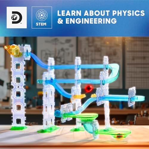 Discovery Marble Run Race Track – 58-Piece Marble Maze Construction Set| 6 Marbles| STEM Learning Activity| Sensory Toy Building Kit| Educational Physics & Engineering Toy for Kids Ages 6+ - Image 2