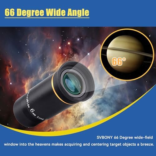 SVBONY Telescope Eyepiece, Gold Line Eyepiece Set 6mm 9mm 15mm 20mm, 1.25" - Image 3