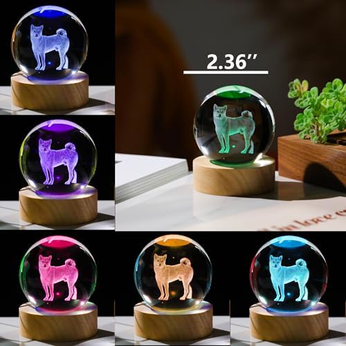 3D Shiba Inu Gifts for Women - Crystals Ball 60mm - Shiba Inu Figurines Decor Glass Animals Figurine - Birthday, Lovers Keepsake Paperweight - Image 3