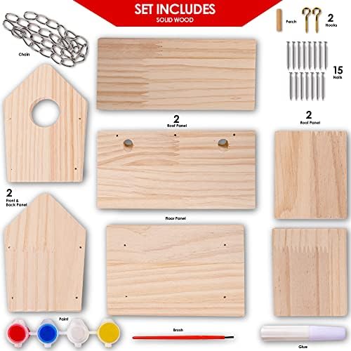 Hapinest Wooden Bird Houses to Paint and Build, Birdhouse Kit for Kids, Wood Painting Building Projects Fun Activities Arts and Crafts for Kids Ages 6-8 Girls Boys, DIY Bird House Kit 5-12 Years & Up - Image 2
