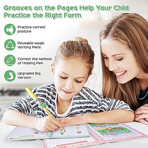 ASIGN Magic Ink Copybooks for Kids Reusable Handwriting Workbooks for Preschools Grooves Template Design and Handwriting Aid (4) - Image 3