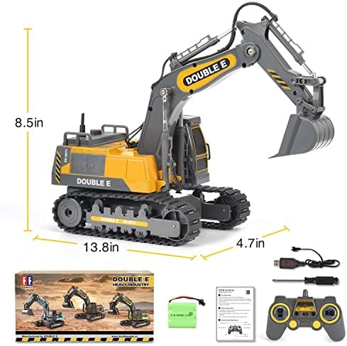 DOUBLE E Remote Control Excavator Toy Construction Toys Tractor Rechargeable Battery RC Vehicles Electric Truck Sandbox Digger Toys for Boys Girls Kids, Gray - Image 4