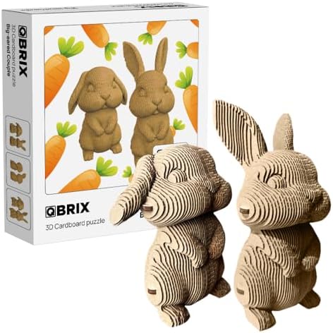 QBRIX Big-Eared Couple 3D Puzzles for Adults, 3D Model Kit for Teens, DIY Crafts for Home Decor, Original Gift for Boys&Girls 14+, Cardboard Model Building Kit by QBRIX
