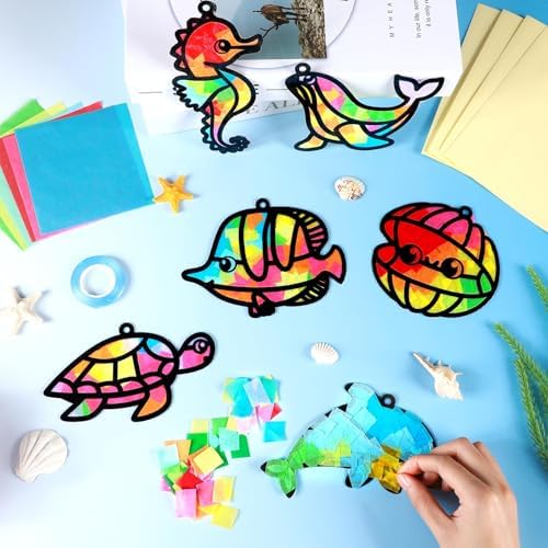 Qyeahkj 36Set Sea Animal Suncatchers Crafts Kit for Kids - Image 5