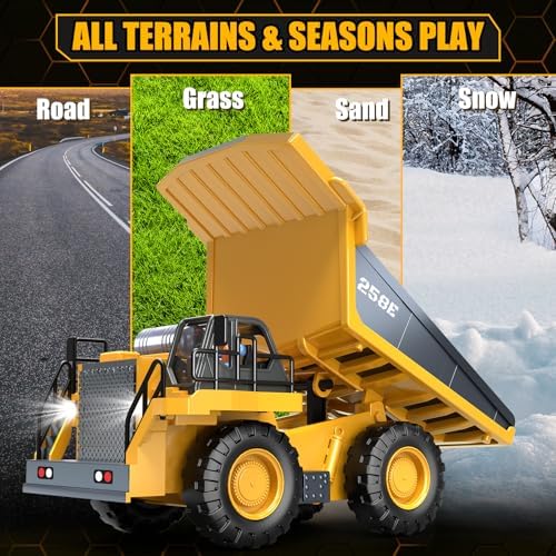 RC Dump Truck Toy for Boys, 9CH Remote Control Truck Construction Vehicles - Image 6