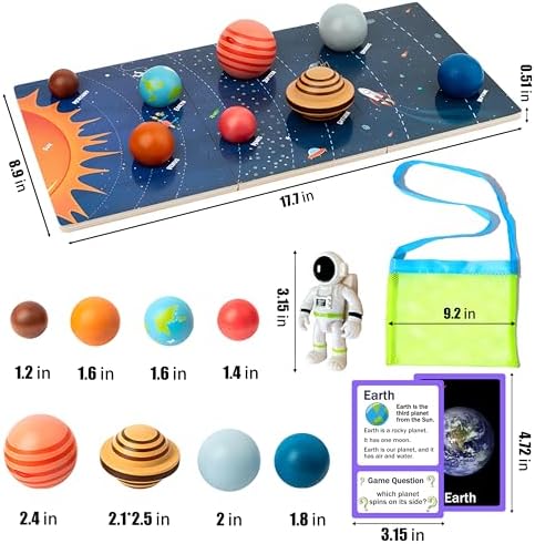 COOLDUCK 30 Pcs Wooden Solar System Model Board Toy Kit for Kids - Image 3