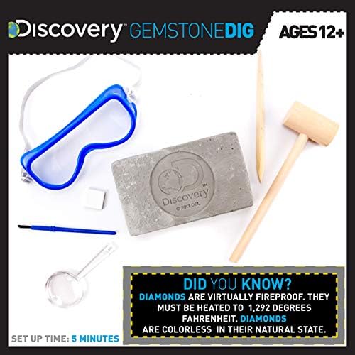 Discovery Kids Gemstone Dig Stem Science Kit by Horizon Group Usa, Excavate, Dig & Reveal 11 Real Gemstones, Includes Goggles, Excavation Tools, Streak Plate, Magnifying Glass & More - Image 3