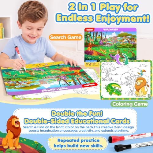 BBWOO 2 in 1 Search and Find Activity,Coloring Books,Dinosaur Preschool Toy - Image 2