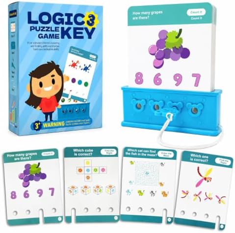 Xuoent Preschool Learning Activities for Kids Ages 3-8+, Educational Flash Card Puzzle Game with Matching Keys, Toddler Brain Teaser Montessori Toy for Fine Motor Skills(Level 3) by Unknown