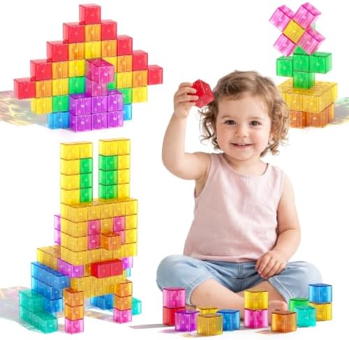 Magnetic Blocks 40PCS 1.34" Transparent Large Magnetic Building Cubes by ASAGO