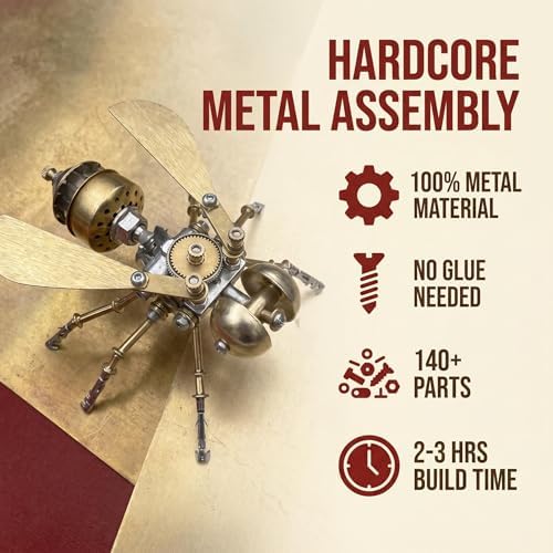 3D Metal Puzzle Mechanical Model Kit Steampunk Bee Insect 140+ Parts No Glue Build Premium Desktop Decor Christmas & Birthday Gift for Adults Hobbyists (Little Bee -B) - Image 5