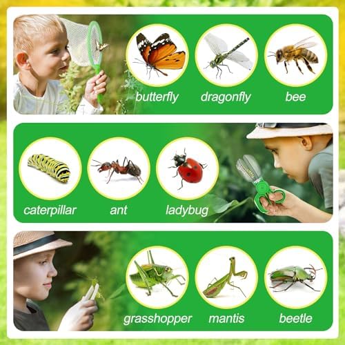 2Sets Bug Catcher for Kids - Sturdy Bugs Catching Kit Gifts with Binoculars Butterfly Net Collector Insect Catcher Tweezer, Bug Habitat Outdoor Explorer Kit for 3 4 5 6 7 8 Children - Image 6