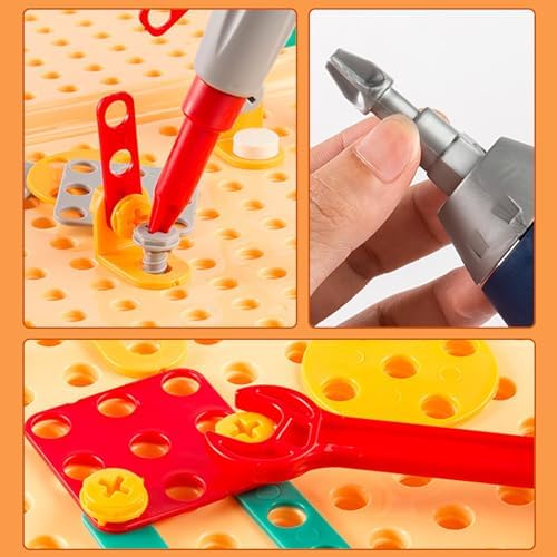 Magic Montessori Play Toolbox with Drill, 203Pcs Magic Montessori Play Toolbox Dog-Themed, 2D/3D Creativity Tool Box Montessori Toys Gift for Age 3-12 Years Old Boys Kids, Girls - Image 4