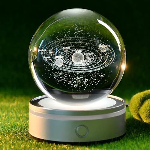 3D Solar System Crystal Ball Solar System Night Light Space Gifts by ZRENJHUS