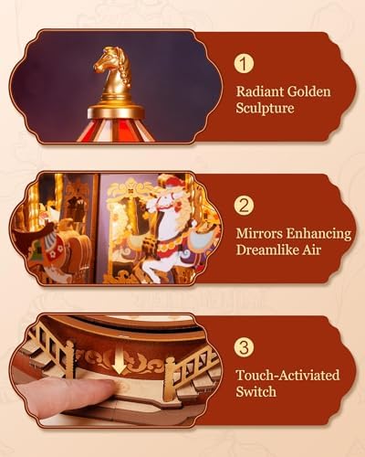 Rolife DIY 3D Wooden Puzzle for Adults, Classic Carousel Wood Puzzle Music Boxes, for Princess Girls Teens, Creative Hobbies Crafts Toys Model Building Kits - Image 6