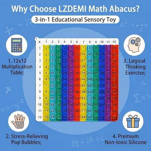 Multiplication Learning Board, 12x12 Multiplication Tables, Push Bubble Sensory Classroom & Home Learning Multiplication Chart Tool，Fidget Game for Teachers to Create a Variety of Math Operations - Image 6