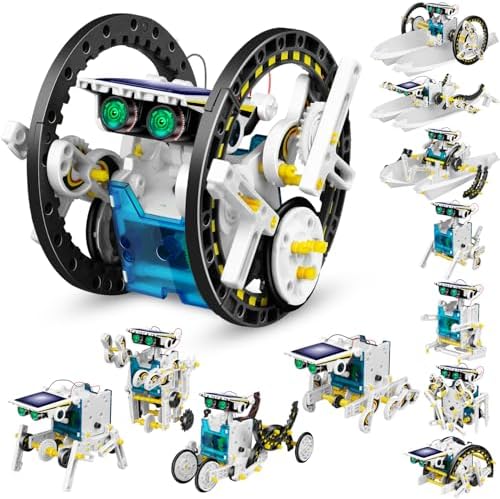 Dioju 13-in-1 Solar Robot Toys for Ages 8 9 10 11 12 Year Old Boys Girls, STEM Science Kits for Kids Age 8-12, Building Experiments Robotics Kit STEM Projects for Kid Christmas Birthday Gifts (White) by Dioju
