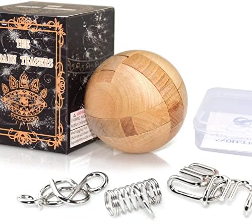 KINGOU Wooden Sphere Puzzle Brain Teaser Toy for Kids and Adults by Unknown