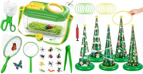 Bug Catcher for Kids, 5 Pack Inflatable Christmas Ring Toss Game by HAIMST