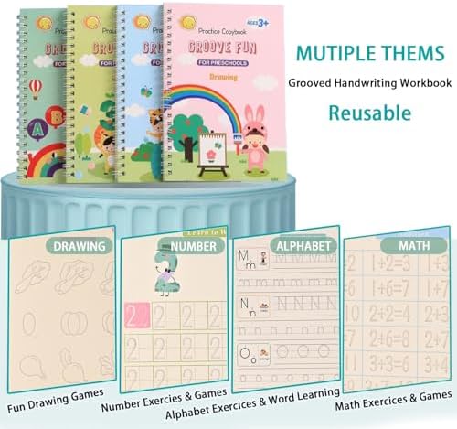 Magic Grooved Practice Copybook, Reusable Letter Tracing Books - Image 3