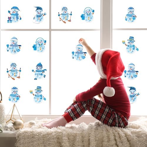 Renbuzhu 42PCS Winter Crafts Bulk: Snowman Paper Suncatchers DIY Kit for Christmas Holiday Activities Decorations, Window Stained Glass Effect Art Ornaments - Image 6