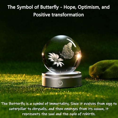 IFOLAINA 3D Butterfly Crystal Ball Decor Lamp Gifts Ideas for Mom Her - Image 4