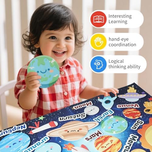 Solar System for Kids Toys, Children's Space Felt Board, Montessori Toys Outer Space Sensory Board, Gifts for Boys and Girls, Planetary Toys Suitable for Toddler Aged 3-8 - Image 4