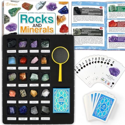 PIBEX Rock Collection Jumbo Kit, 20 Large Raw Rocks & Minerals by PIBEX