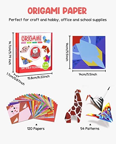 GAMENOTE Origami Kit for Kids Ages 8-12, 54 Projects, 120 Sheets with Book - Image 2