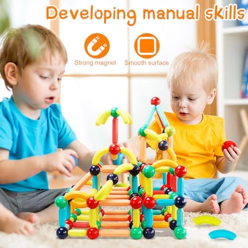 64PCS Magnetic Building Blocks, Montessori Magnet Toys for Kids Ages 3+, STEM Learning Toys for Boys and Girls, Creativity Kids Game - Image 2