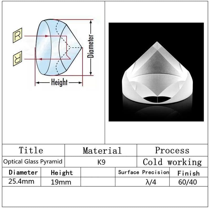 Optical Glass Pyramid Prism K9 25.4mmx19mm Physics Refractor Light Spectrum Optics - Image 4