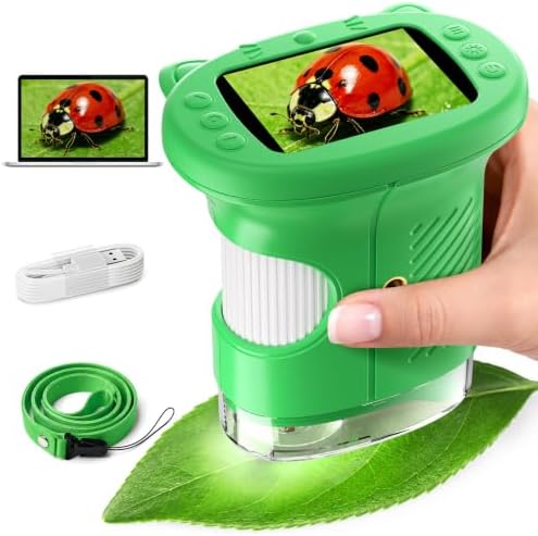 WINWEND Handheld Kids Microscope 1000X Pocket Microscope for Photo and Video Portable Science Kits STEM Toys – Christmas/Birthday Gifts for Girls & Boys Ages 3-12 by WINWEND