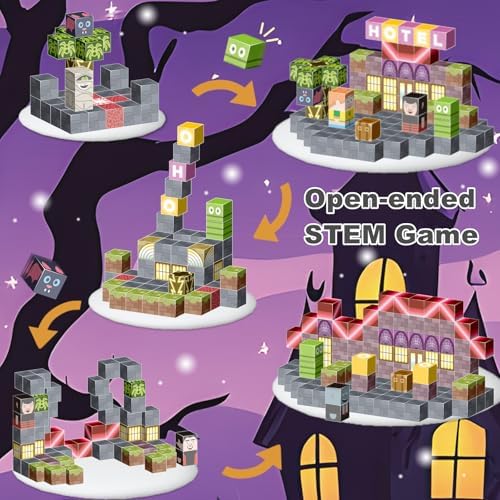 Magnetic Blocks -198PCS Enchanted Hotel Magnetic Building Cubes,Educational Sensory Stacking Kit & STEM Learning Play,Christmas Birthday Creative Gifts for Kids Boys Girls Ages 4 5 6 7 8 10+ Years Old - Image 4