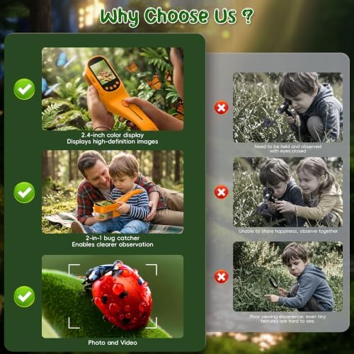 CIMELR Bug Catcher for Kids 500X Microscope, 2.4" Screen STEM Toy Gift - Image 2