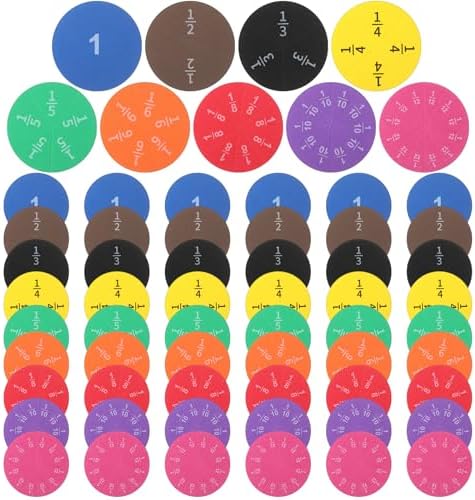 Sayglossy 6 Sets Fraction Circles for Math Classroom, Circles by Sayglossy