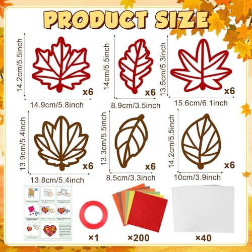 Qyeahkj 36 Set Fall Maple Leaves Suncatchers Crafts Kit for Kids - Image 2