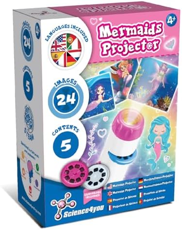 Science4you Mermaids Torch Projector for Kids - Mermaid Toy with 24 Images and Poster Included, Projector Torch, Toy, Gift for Kids 4 5 6 7+ Year Olds by Science4you
