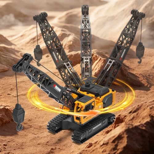 Jiakora Remote Control Crane Toy, 2.4GHz 12 Channel 1:18 RC Construction Crawler Crane with Metal Hook, Lights, Sound & Spray Function, 2 Batteries, Birthday Gift for Kids Boys Girls Ages 3-5 4-7 8-12 - Image 4