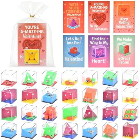 28 Pack Mini 3D Maze Puzzle Cubes, Brain Teaser Fidget Toys Kids Party Favors, Non Candy Goodie Bag Stuffers for Boys Girls 3-5 4-8-12, Classroom Prizes, Pinata Fillers, Return Gifts for Birthday by InacornToys