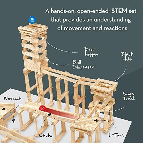 MindWare KEVA Contraptions, Wooden Blocks Building Set, Marble Run Kit, Includes 2 Balls - 400 Planks - Image 6