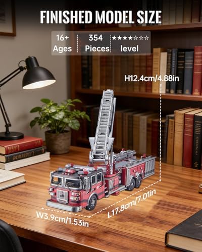Piececool Metal Model Kits for Adults Ladder Truck 3D Metal Puzzles,DIY Hobbies Building kit Birthday Christmas Day Gifts for Teens 14+ - Image 4