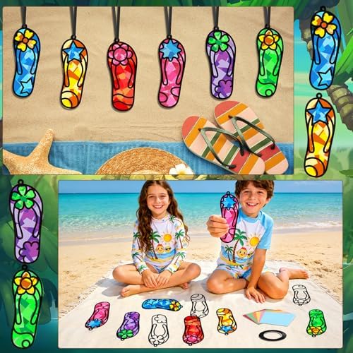 Qyeahkj 36Set Flip Flops Suncatchers Crafts Kit for Kids - Image 6