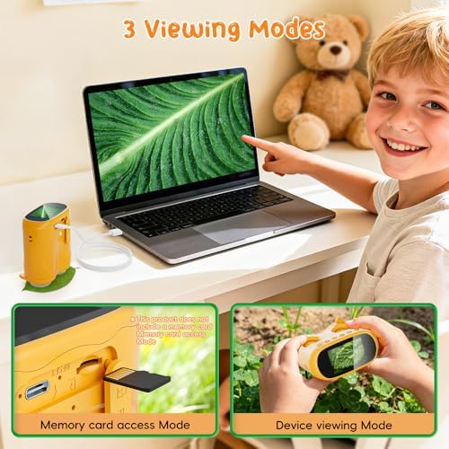 2-in-1 Kids Microscope Telescope, Temodu 2.0" 1000X Digital Microscope for Kids, HD Portable Education Telescope for Kids Birthday Festival Gift, Science Fun Toys for Children Age 4-12 (Yellow) - Image 7