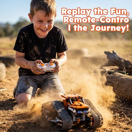 HPROMOT 2 in 1 STEM Crawler Robot Building Kit, App & 2.4G Remote Control Transformable Tracked Vehicle Coding Technic Blocks, Educational Engineering Science Gift for Boys Girls Ages 8-14 - Image 4