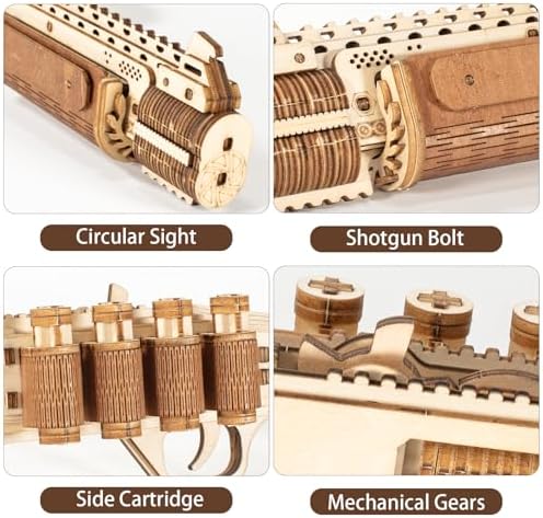 3D Wooden Puzzle for Adults, Rubber Band Guns, Toy Shotgun Model Building Kit, DIY Wood Crafts Cool Toy, Hobbies for Man, Unique Gift for Kids, Adults, Lovers - Image 3