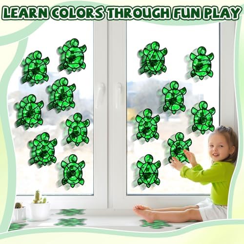 QOUBAI 32 Sets Turtle Suncatchers Craft Kit DIY Window Stained Glass Effect Sea Animals Paper Crafts for Home School Classroom Decoration Kid Ocean Sea Birthday Gift Creative Art Project Activity Game - Image 5
